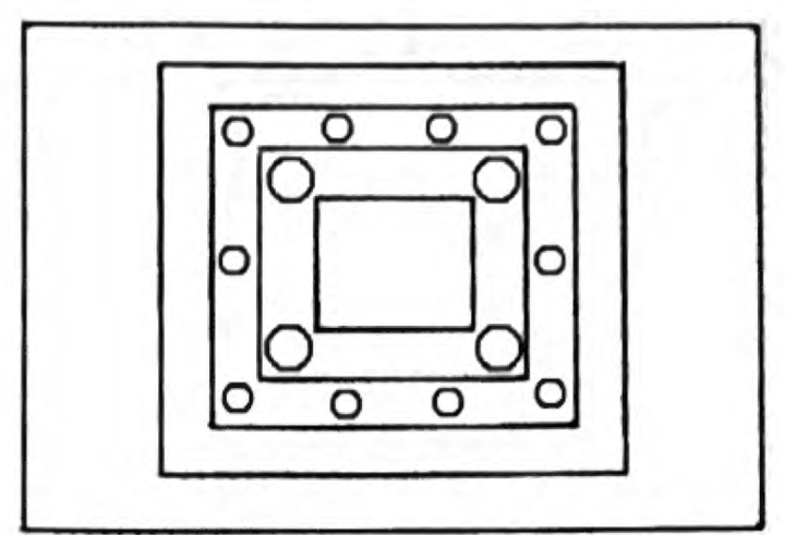 All ten dimes traced around the dime rectangle