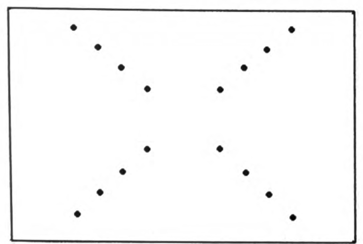 A sheet of construction paper marked with sixteen dots and no lines, ready for a student