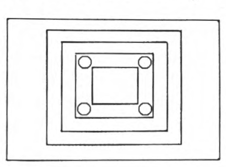 The innermost rectangle with four traced quarters, one in each corner