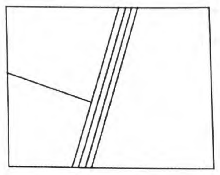 One new line drawn straight across the printed parallel lines, forming a T