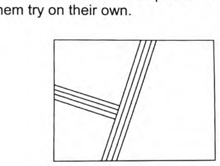 Three more lines added parallel to the new perpendicular line, making a group of four